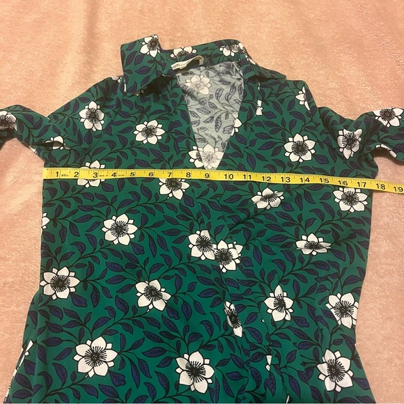 Diane Von Furstenberg Floral Green Wrap Cotton Silk Dress 6 - Picture 4 of 7